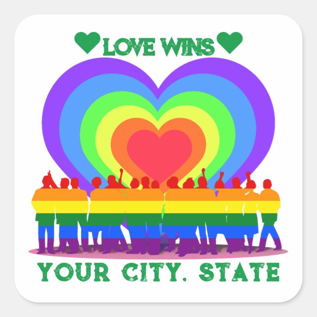Pride Flag Heart Square Sticker (Front)
