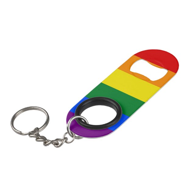 Pride Flag Keychain Bottle Opener (Front Angled)