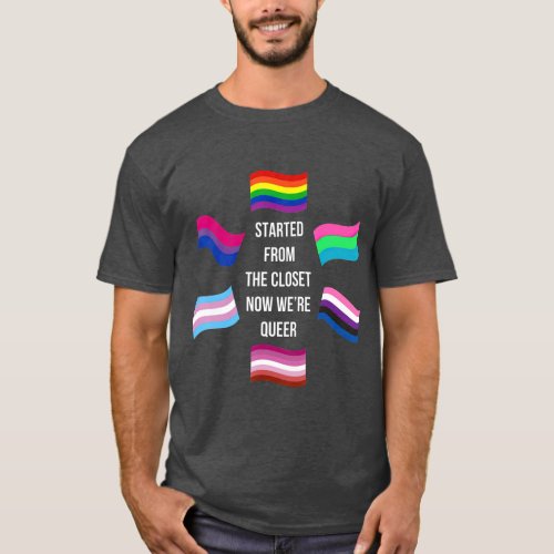 Pride Flag Lesbian Gay Bi rans Queer LGBQ Cool T_Shirt