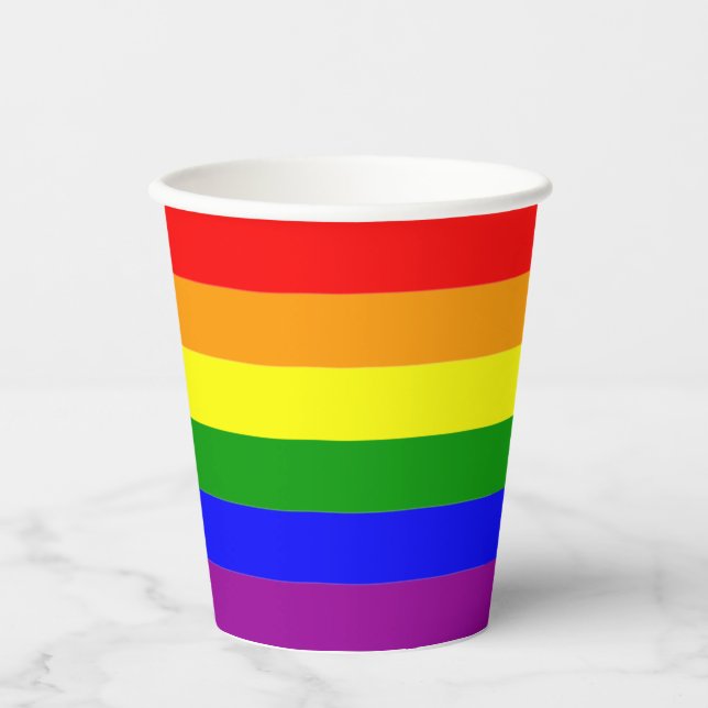 Pride Flag LGBTQAI+ Rainbow Colors  Paper Cups (Front)