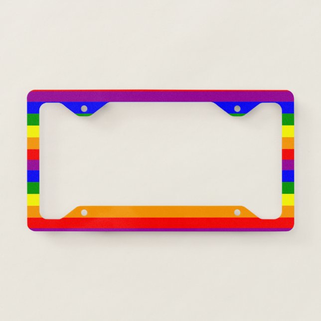Pride Flag LGBTQIA+ Rainbow Colors Pattern License Plate Frame (Front)