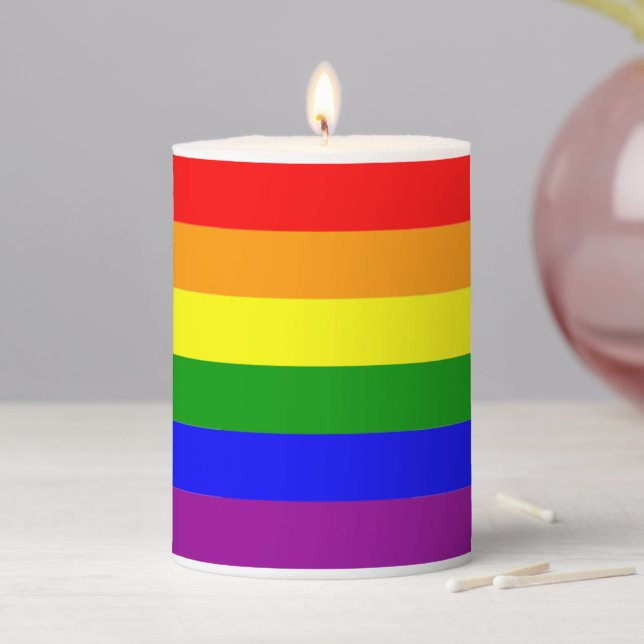 Pride Flag LGBTQIA+ Rainbow Colors Pillar Candle (In Situ)