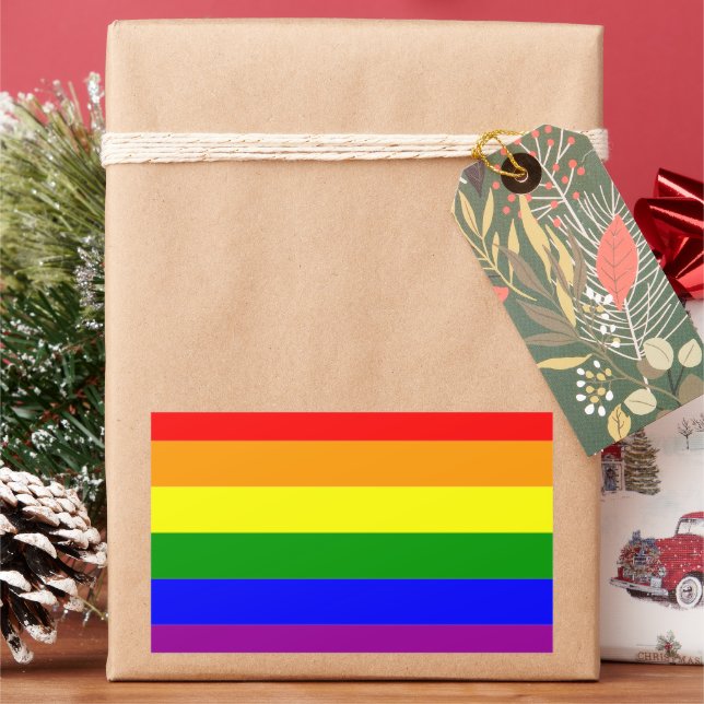 Pride Flag LGBTQIA+ Rainbow Colors Rectangular Sticker (Holiday)