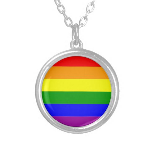 Pride Flag LGBTQIA Silver Plated Necklace