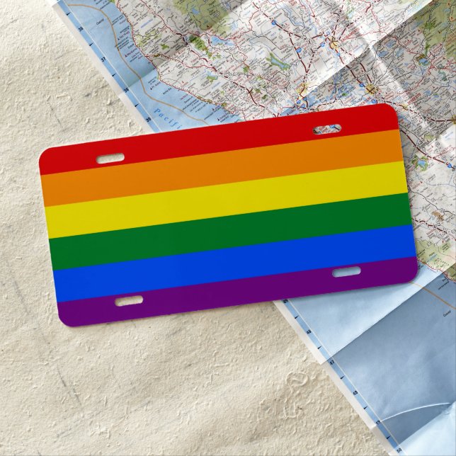 Pride Flag License Plate (In Situ)