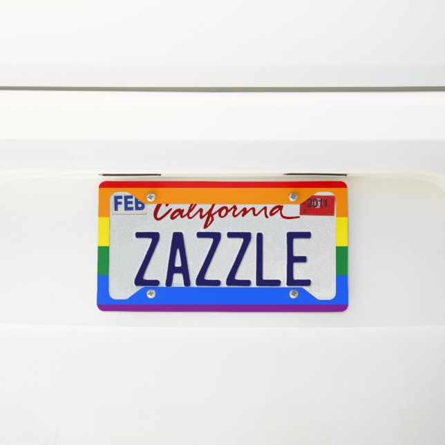 Pride Flag License Plate Frame (On Car)