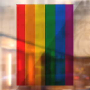 Pride flag rainbow colors stripes window cling