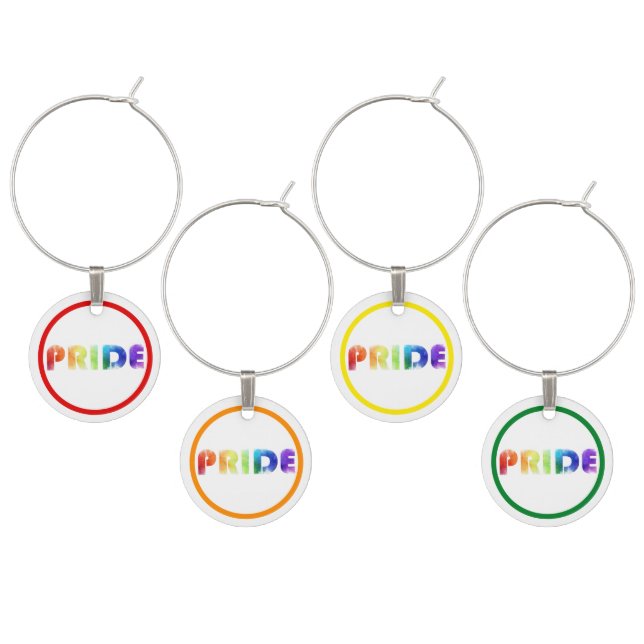Pride Flag Rainbow Colors Wine Charm Set (Staggered)