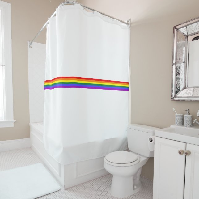Pride flag rainbow custom shower curtain (In Situ)