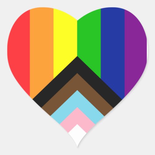 Pride Flag Reboot _ trans and POC inclusive Heart Sticker