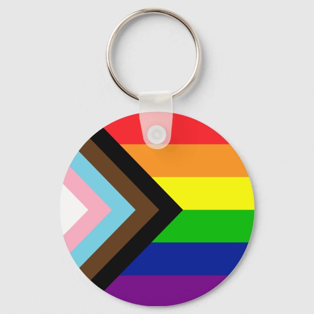Pride Flag Reboot - trans and POC inclusive Keychain (Front)