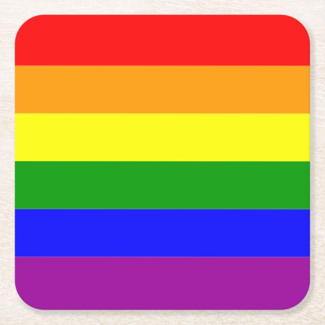 Pride Flag Square Paper Coaster (Front)