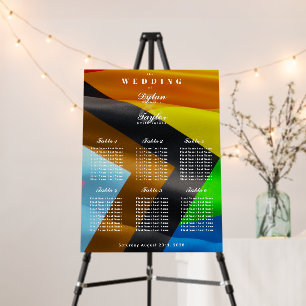 Pride Flag Typography 6 Table Wedding Seat Chart Foam Board