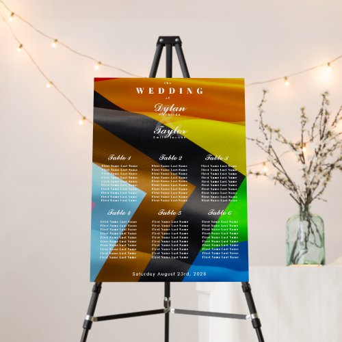 Pride Flag Typography 6 Table Wedding Seat Chart Foam Board