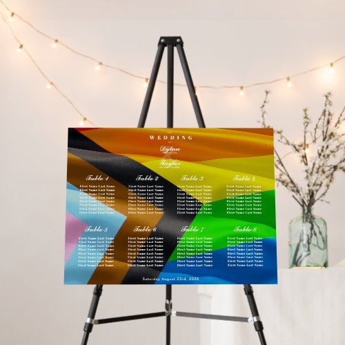 Pride Flag Typography 8 Table Wedding Seat Chart Foam Board