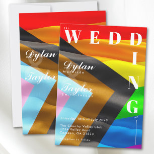 Pride Flag Typography Bold Gay Wedding Invitation
