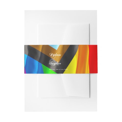 Pride Flag Typography Wedding Invitation Belly Band