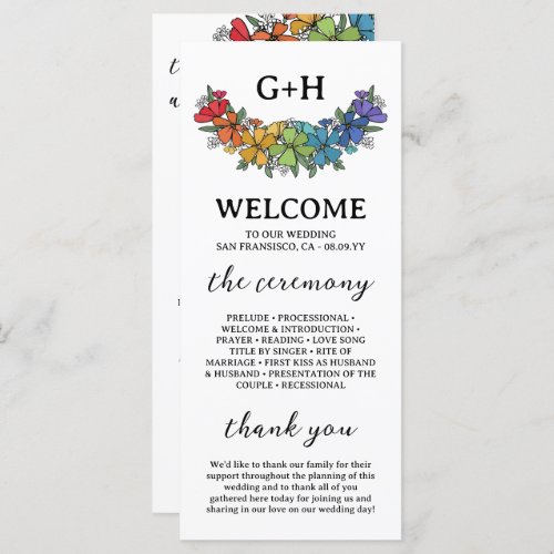 Pride Flowers Monogram LGBTQ Wedding