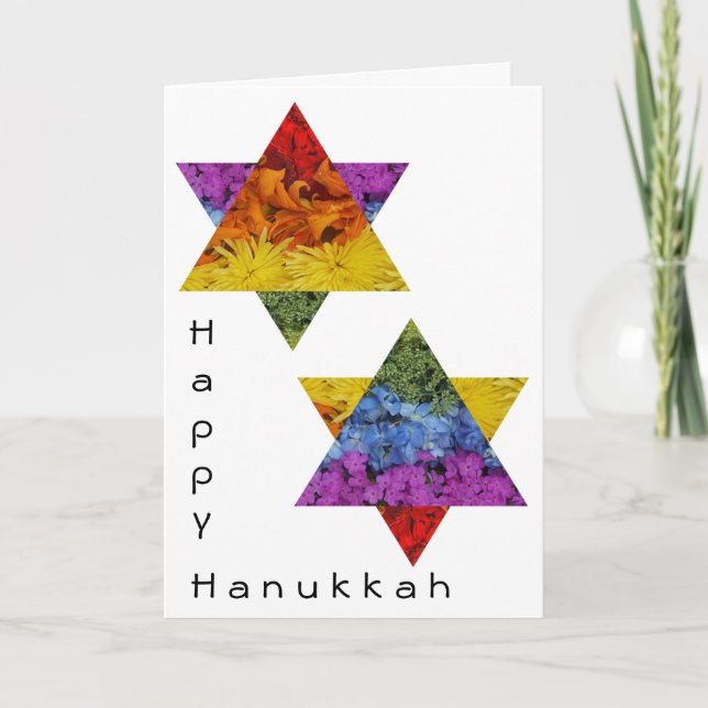 Pride Flowers Star of David Holiday Greeting Card (Front)