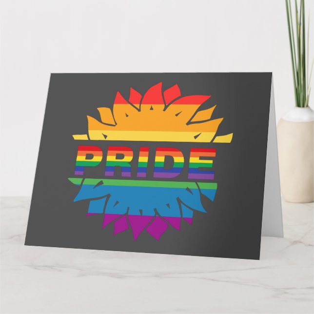 Pride-gay lgbtq queer rainbow sunflower  card (Front)