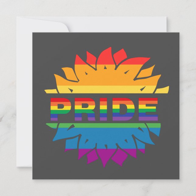 Pride-gay lgbtq queer rainbow sunflower  card (Front)