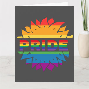 Pride-gay lgbtq queer rainbow sunflower  card