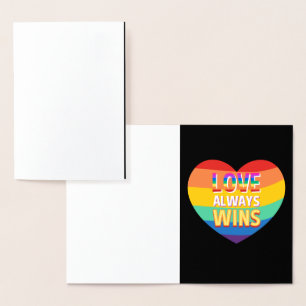 Pride gay-  love always wins. Rainbow color.     Foil Card