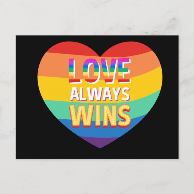 Pride gay-  love always wins. Rainbow color. Postcard (Front)