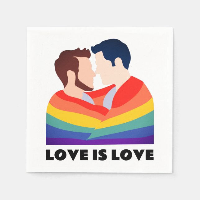 Pride Gay Love Is Love LGBT Love Faces Napkins (Front)