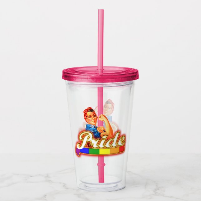 Pride Gay Pride Glowing Pride We Can Do It Acrylic Tumbler (Front)