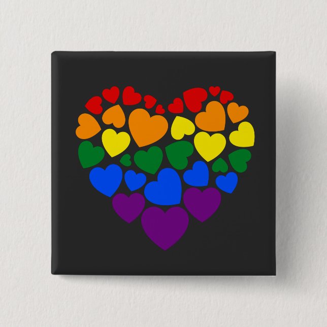 Pride- gay rainbow color heart for love          button (Front)