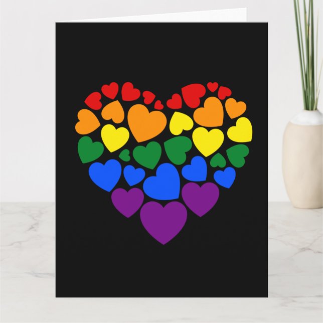 Pride- gay rainbow color heart for love     card (Front)