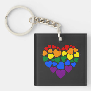 Pride- gay rainbow color heart for love keychain