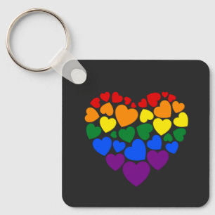 Pride- gay rainbow color heart for love            keychain