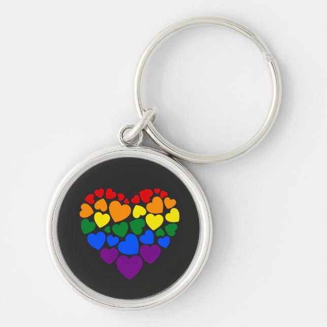 Pride- gay rainbow color heart for love            keychain (Front)