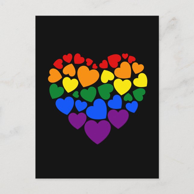 Pride- gay rainbow color heart for love   postcard (Front)