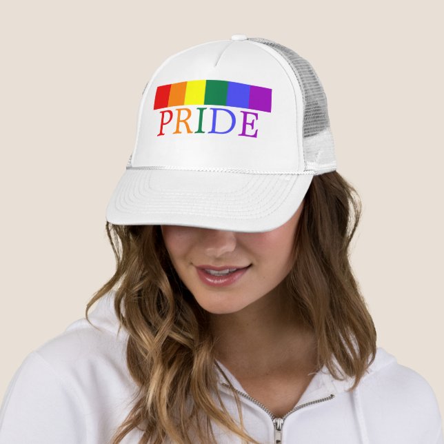 Pride Gay Rainbow Trucker Hat (In Situ)