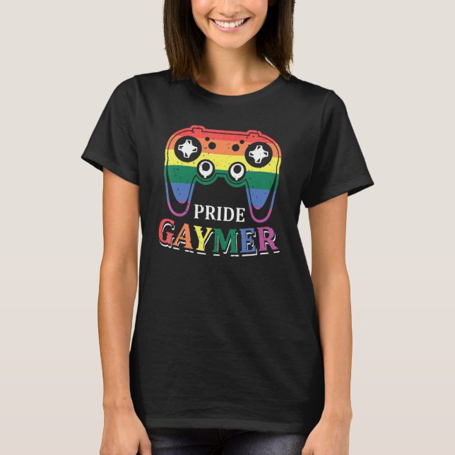 Pride Gaymer LGBT Gay Gamer Rainbow Pride Flag T-Shirt (Front)