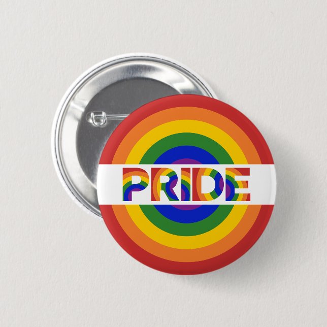 PRIDE Geometric Rainbow Bullseye Button (Front & Back)
