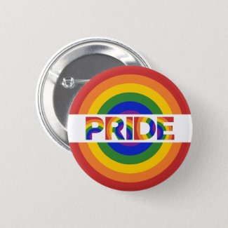 PRIDE Geometric Rainbow Bullseye Button