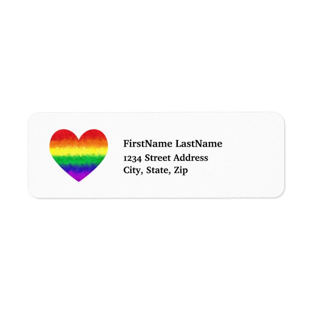 Pride Geometric Rainbow Heart LGBT Love Label (Front)