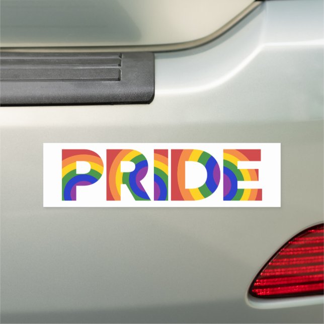 Pride Geometric Rainbow Letters Car Magnet (In Situ)