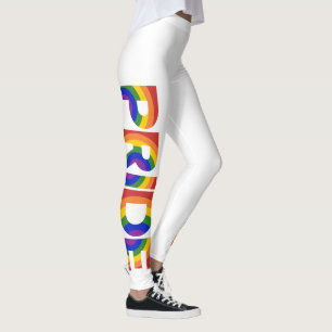 PRIDE Geometric Rainbow Letters Leggings
