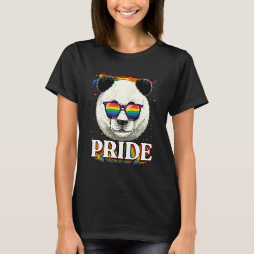 Pride Giant Panda LGBTQ Rainbow Flag Pride Month B T_Shirt