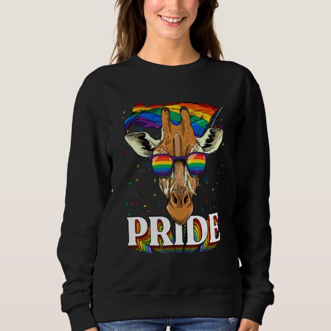 Pride Giraffe LGBTQ Rainbow Flag Pride Month Anima Sweatshirt (Front)