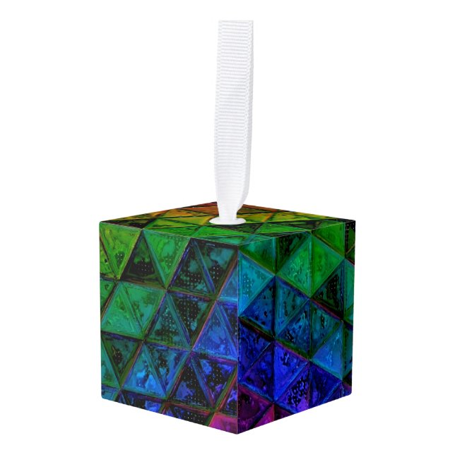 Pride Glass  Cube Ornament (Front Angled)