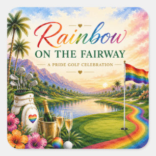 Pride Golf Rainbow on the Fairway Celebration Square Sticker