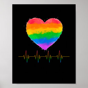 Pride Heart Beat Pulse LGBTQ Community Pride Poster