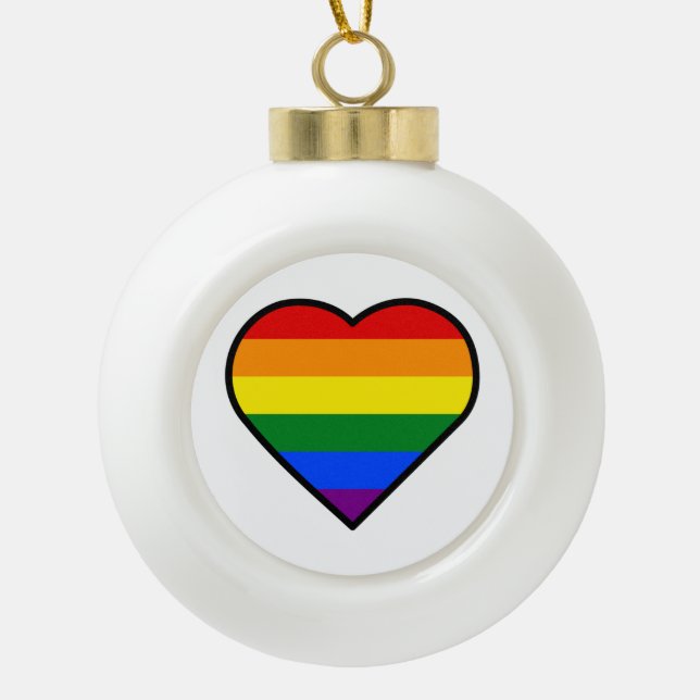 PRIDE HEART CERAMIC BALL CHRISTMAS ORNAMENT (Front)