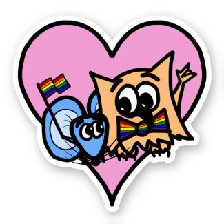 Pride Heart Hug with Ollie and Miki Vinyl Sticker